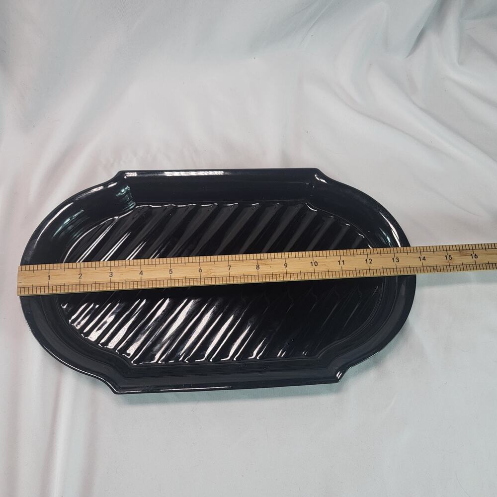 Mikasa Glossy Black Oval 13" Serving Platter Plate Dish Tray - Picture 8 of 10